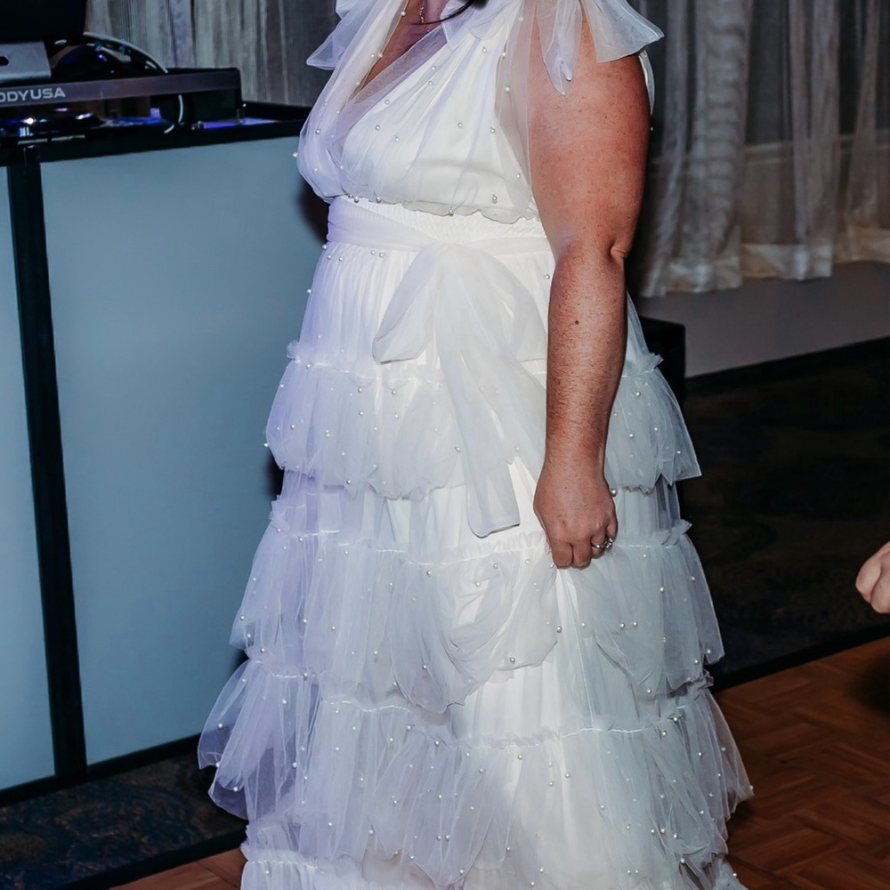 Elegant White Layered Gown